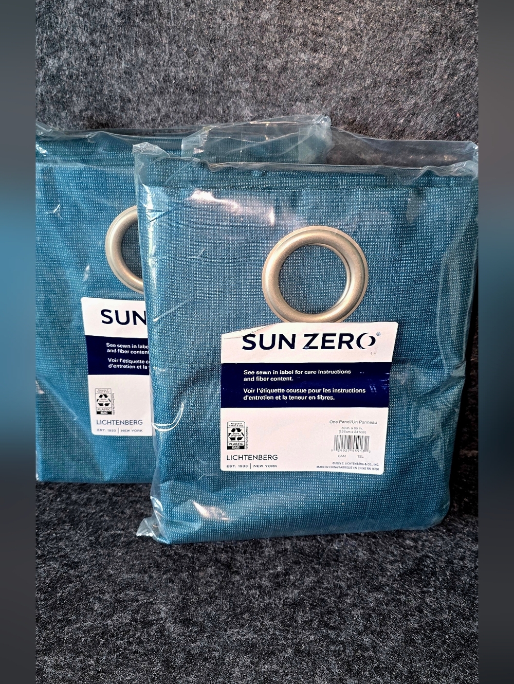 2 Sun Zero Teal Grommet Curtain Panels
